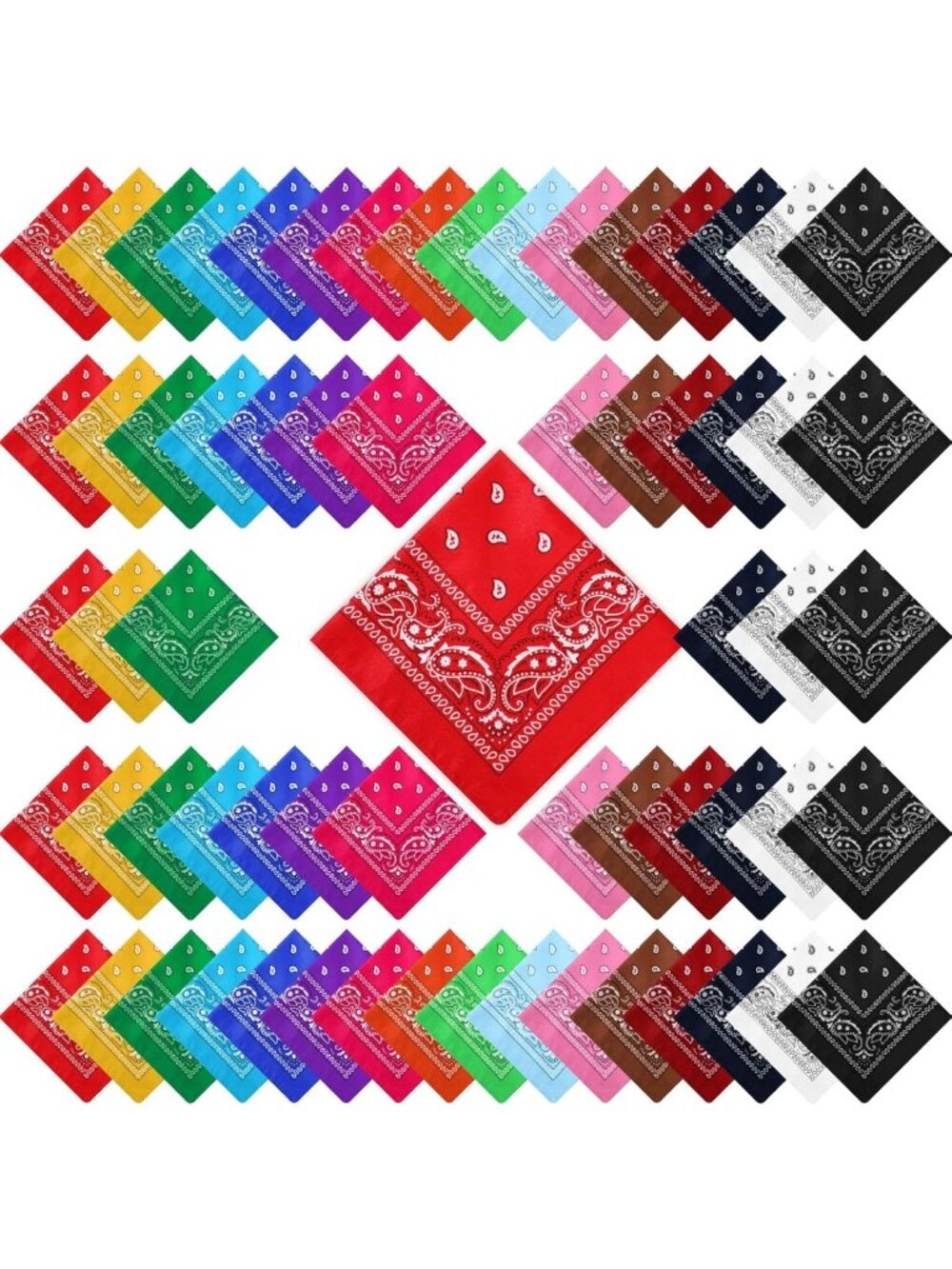 100 Pack Assorted Bandanas - Versatile Fashion Accessories for Men & Women